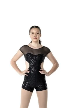Studio 7 Sequin Biketard Child Large; Black -Dance Clothing Store CHB01 5