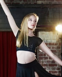 Studio 7 Attitude Sequin Crop Top Child Medium; Black