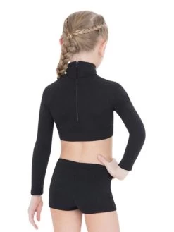 Capezio Turtleneck Long Sleeve Crop Top Child Medium; Black