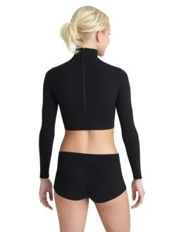 Capezio Turtleneck Long Sleeve Crop Top Adult Large; Black