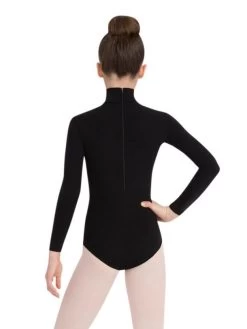 Capezio Turtleneck Long Sleeve Leotard W/ Snaps Child Small; Black