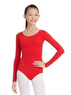 Capezio Long Sleeve Leotard Adult Medium; Red -Dance Clothing Store TB135 2