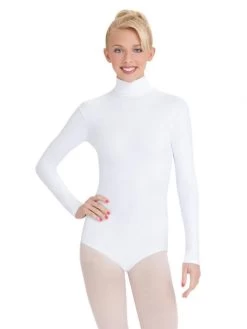Capezio Turtleneck Long Sleeve Leotard Adult X-Small; White -Dance Clothing Store TB41 1
