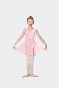 Studio 7 Cap Sleeve Tactel Chiffon Dress Child X- Small; Lilac -Dance Clothing Store TCD01 3