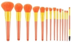 Make Up Brush 10 Piece - Orange And Yellow