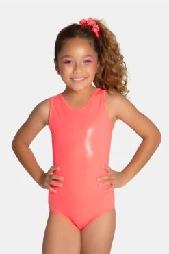 Sylvia P Neon Coral Mystique Leotard Child 12